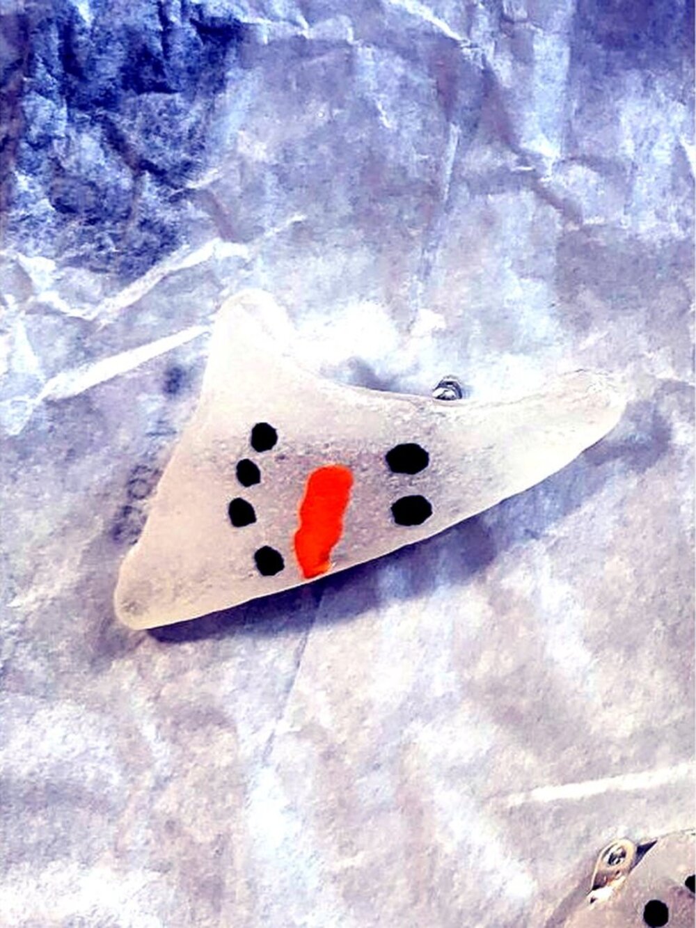 Snowman Sea Glass Brooch Pin 4 - Hand Painted